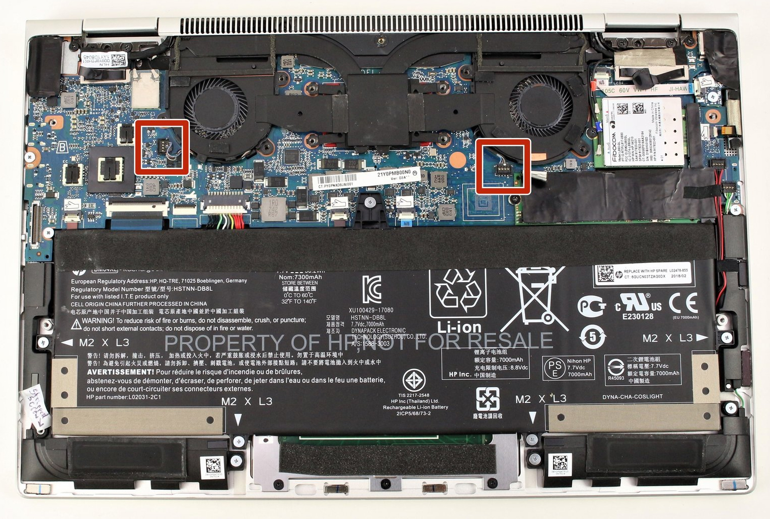 Internal Photo of HP EliteBook x360 1030 G2 1030 G3 backlit UK keyboard (HP EliteBook x360 1030 G3)